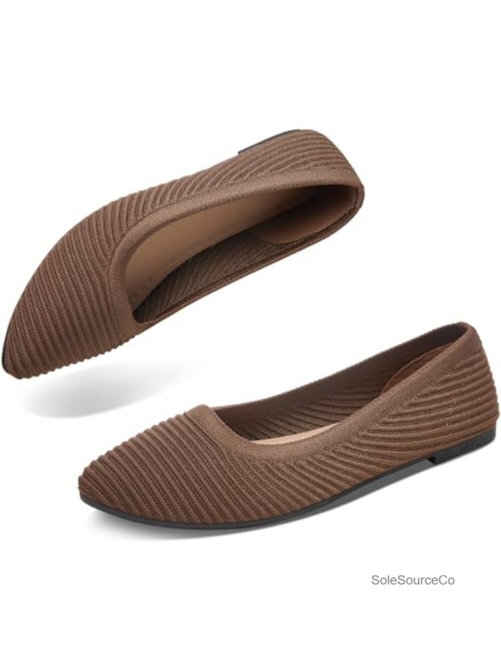 Women's Knit Pointed-Toe Ballet Flats Slip-On Lightweight Comfortable Walking